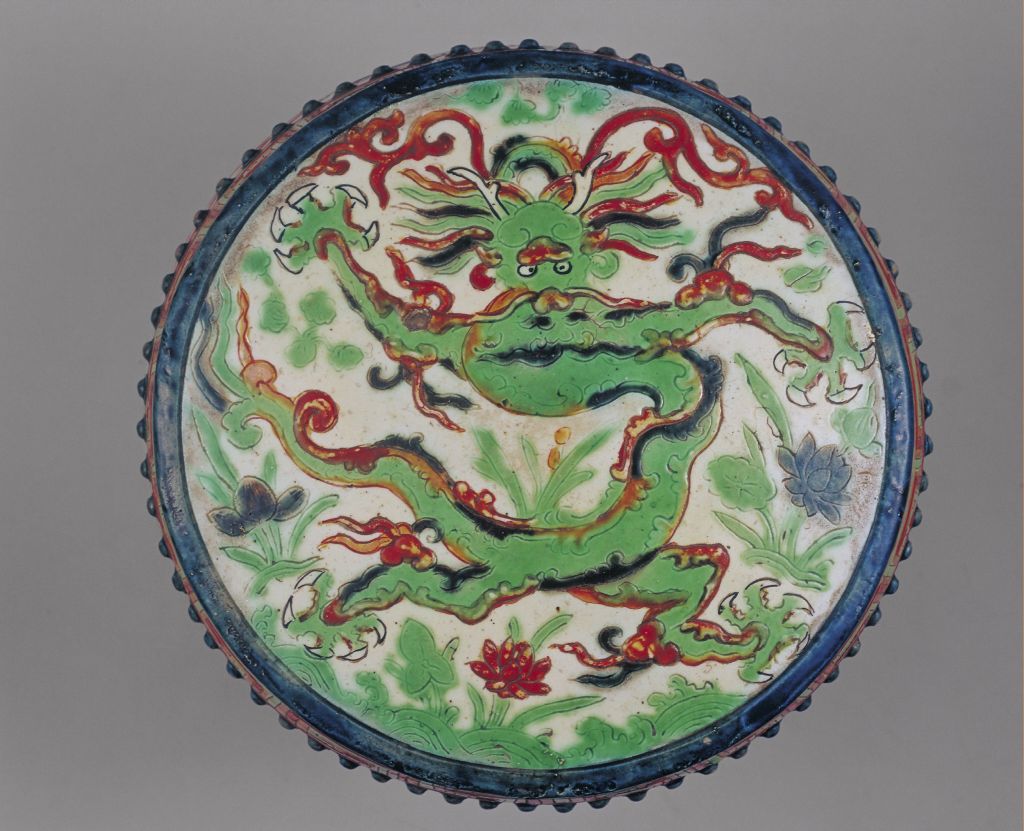 图片[2]-Five-colored dragon embroidered pier with lotus pond pattern-China Archive